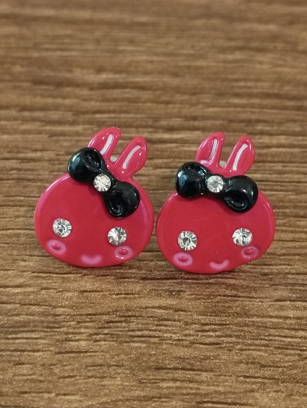 red bunny stud earrings